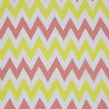 Yellow/Coral/White Zig-Zag Printed Cotton Poplin
