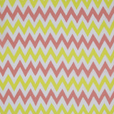 Yellow/Coral/White Zig-Zag Printed Cotton Poplin