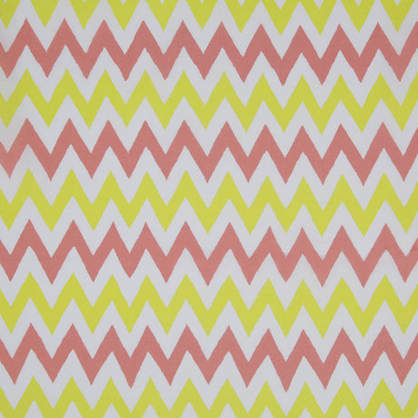 Yellow/Coral/White Zig-Zag Printed Cotton Poplin