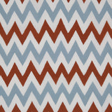 Brown/Blue/White Zig-Zag Printed Cotton Poplin