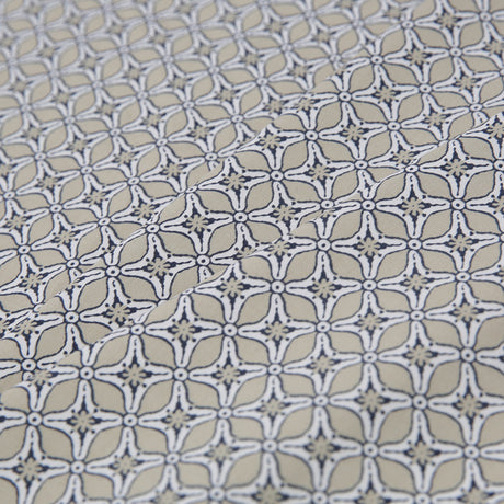 Pebble Beige Geometric Stretch Cotton Sateen
