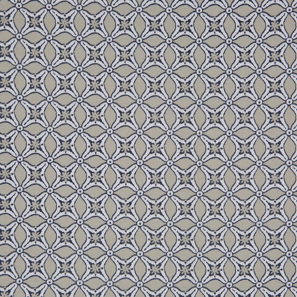 Pebble Beige Geometric Stretch Cotton Sateen