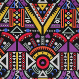 Purple/Yellow Multicolor Geometric Printed Stretch Cotton Twill