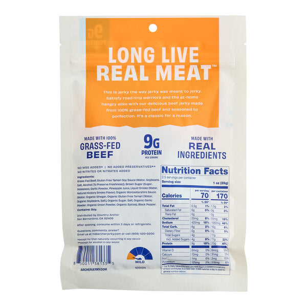 Archer Original Beef Jerky 2.5 oz. - 12/Case