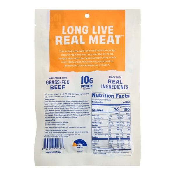Archer Teriyaki Beef Jerky 2.5 oz. - 12/Case