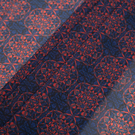 Blue/Orange/Black Kaleidoscope Digitally Printed Polyester Chiffon