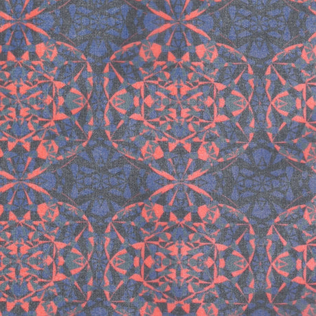 Blue/Orange/Black Kaleidoscope Digitally Printed Polyester Chiffon
