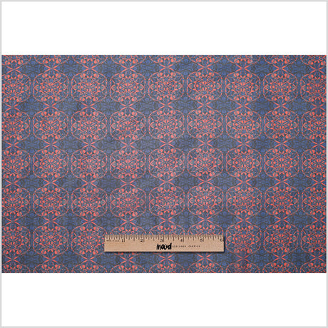 Blue/Orange/Black Kaleidoscope Digitally Printed Polyester Chiffon