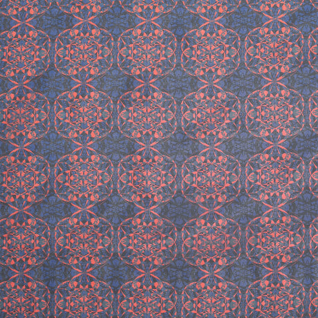 Blue/Orange/Black Kaleidoscope Digitally Printed Polyester Chiffon