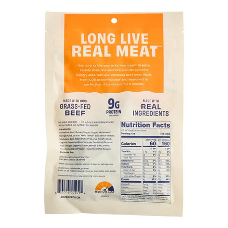 Archer Mango Habanero Beef Jerky 2.5 oz. - 12/Case