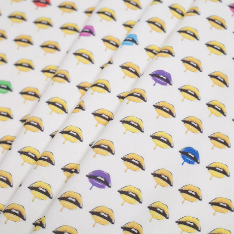 Pop Art Lips Digitally Printed Stretch Neoprene/Scuba Knit