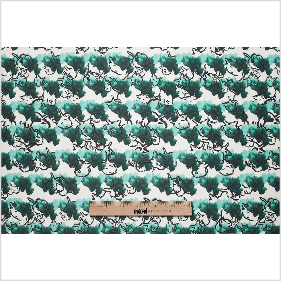 Tanya Taylor Green Abstract Floral Silk Gazar