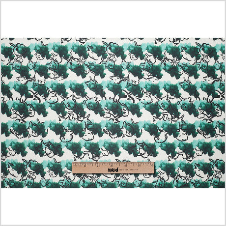 Tanya Taylor Green Abstract Floral Silk Gazar