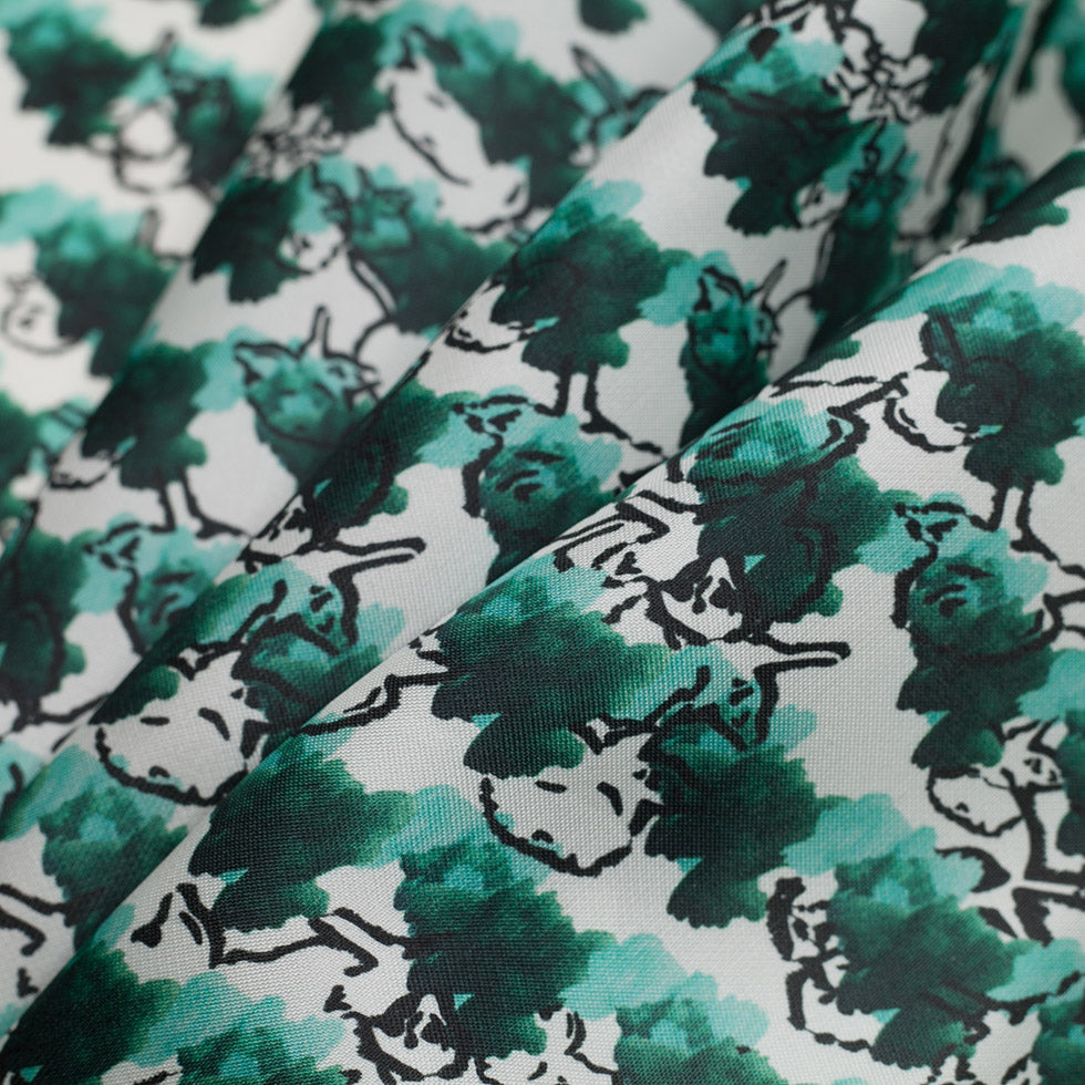 Tanya Taylor Green Abstract Floral Silk Gazar