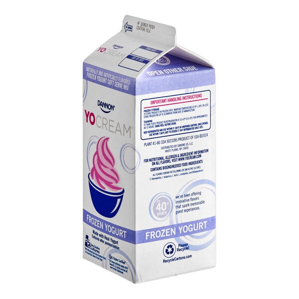 Dannon YoCream Non-Fat Georgia Peach Frozen Yogurt Mix 0.5 Gallon - 6/Case