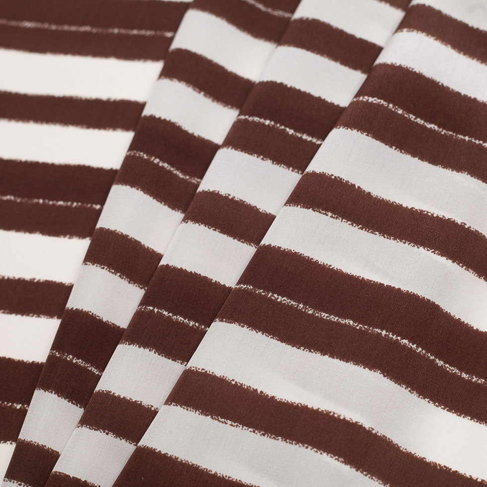 Tanya Taylor Off-White/Earth Striped SIlk Crepe de Chine