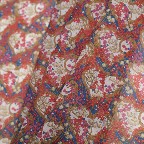 Liberty of London Amy Jane Blue/Red Silk-Cotton Voile