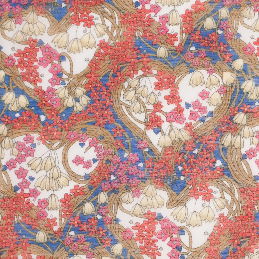 Liberty of London Amy Jane Blue/Red Silk-Cotton Voile