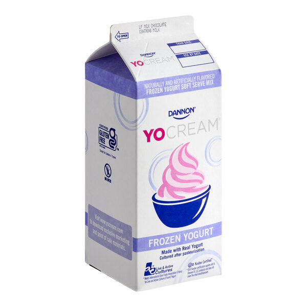Dannon YoCream Low-Fat Milk Chocolate Frozen Yogurt Mix 0.5 Gallon - 6/Case