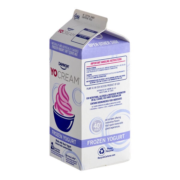 Dannon YoCream Non-Fat Cotton Candy Frozen Yogurt Mix 0.5 Gallon - 6/Case