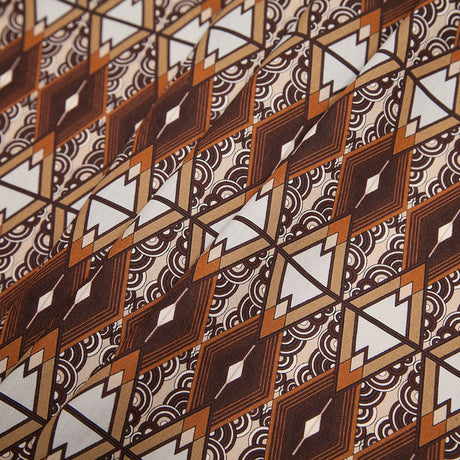 Brown/Beige Geometric Cotton Twill