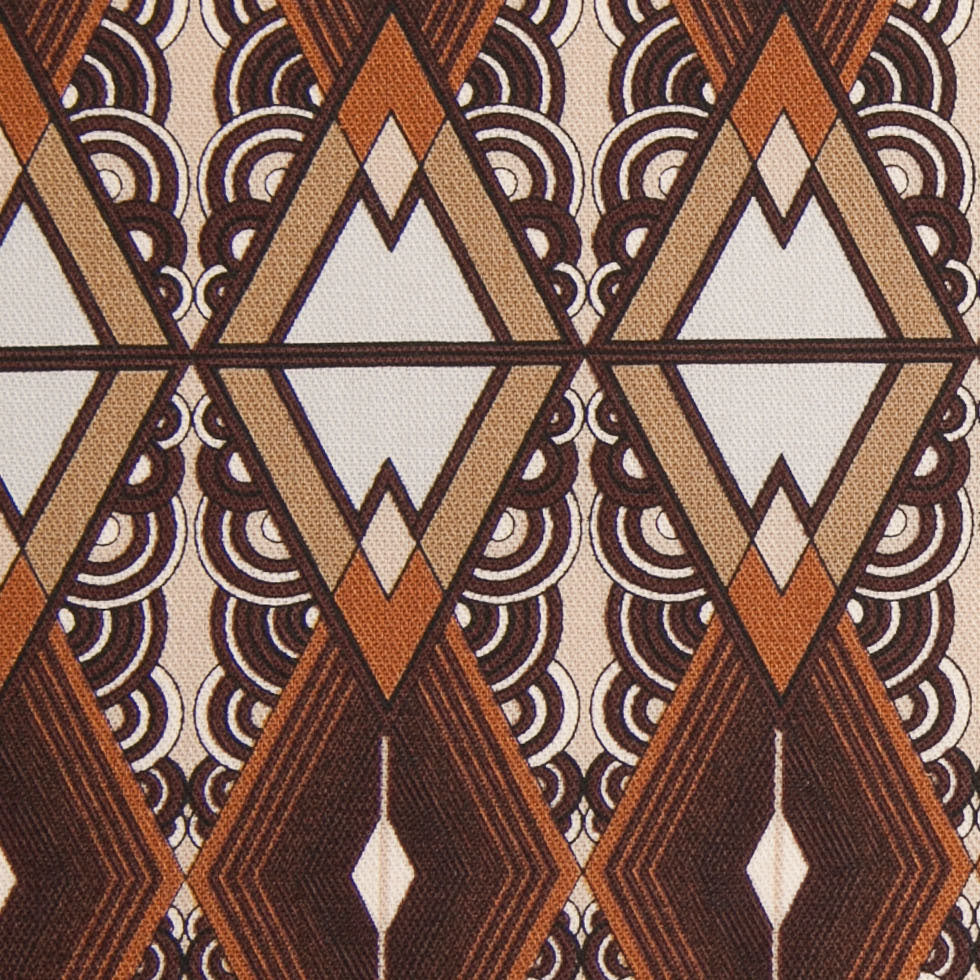 Brown/Beige Geometric Cotton Twill