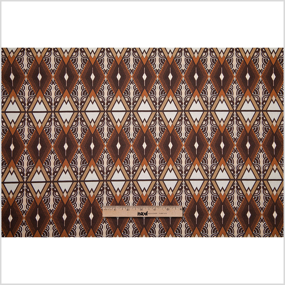 Brown/Beige Geometric Cotton Twill