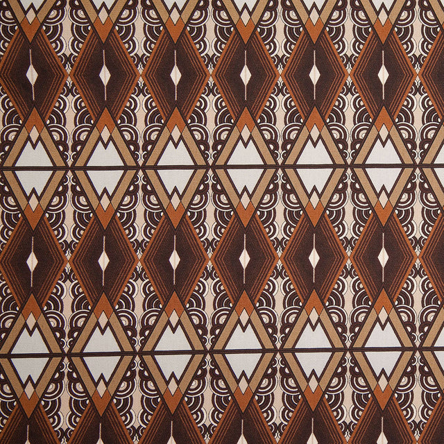 Brown/Beige Geometric Cotton Twill