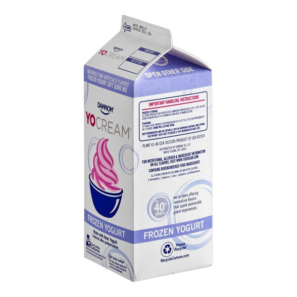 Dannon YoCream Low-Fat Vanilla Frozen Yogurt Mix 0.5 Gallon - 6/Case
