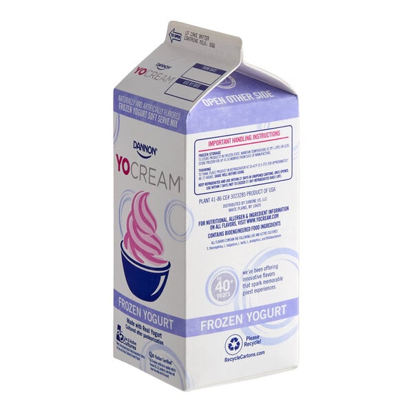 Dannon YoCream Non-Fat Cake Batter Frozen Yogurt Mix 0.5 Gallon - 6/Case