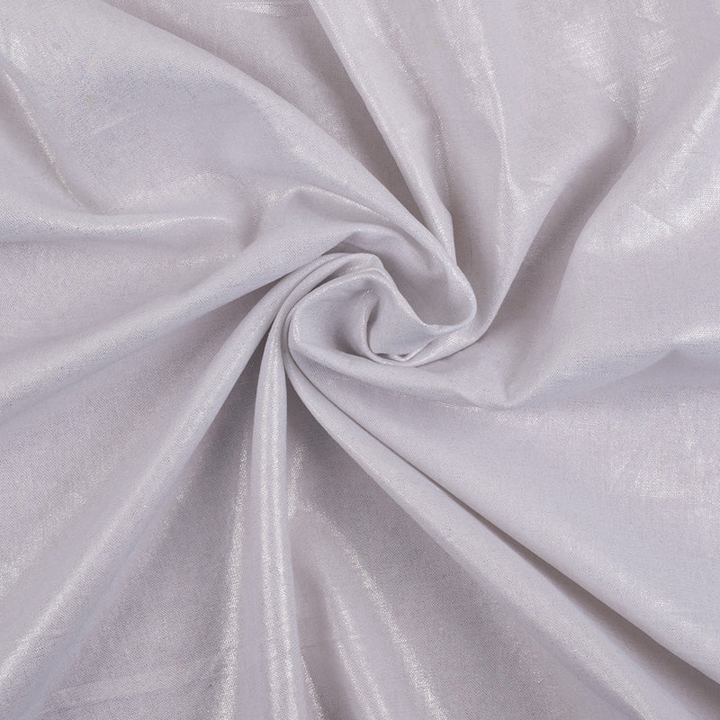 Metallic Silver and White Medium-Weight Linen Woven