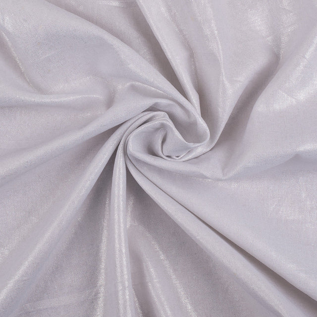 Metallic Silver and White Medium-Weight Linen Woven