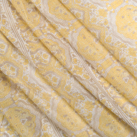 Metallic Gold/Maize Striped Floral Silk-Cotton Voile