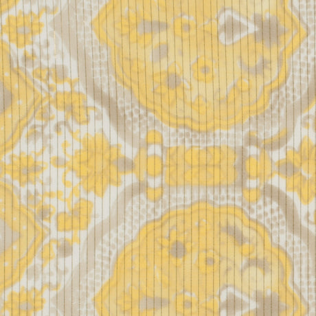 Metallic Gold/Maize Striped Floral Silk-Cotton Voile