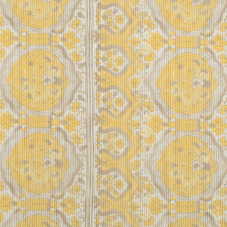 Metallic Gold/Maize Striped Floral Silk-Cotton Voile
