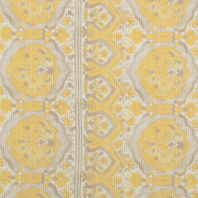 Metallic Gold/Maize Striped Floral Silk-Cotton Voile