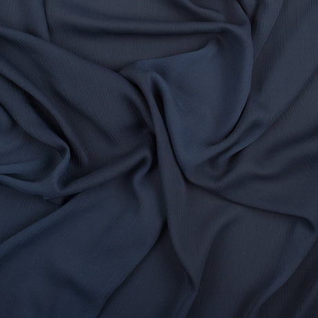 Perfect Navy Stretch Crinkled Polyester Chiffon