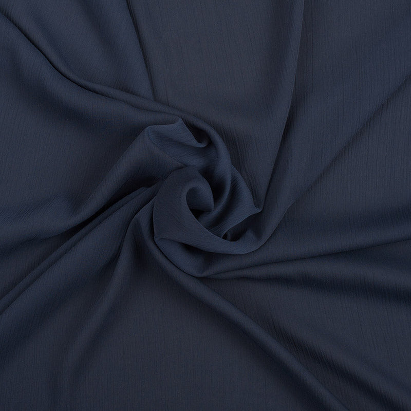 Perfect Navy Stretch Crinkled Polyester Chiffon
