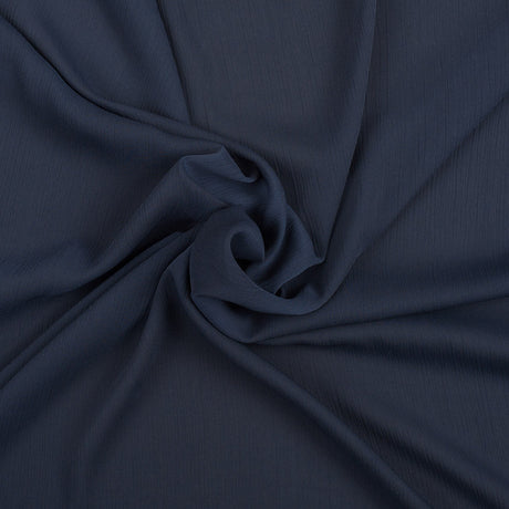 Perfect Navy Stretch Crinkled Polyester Chiffon
