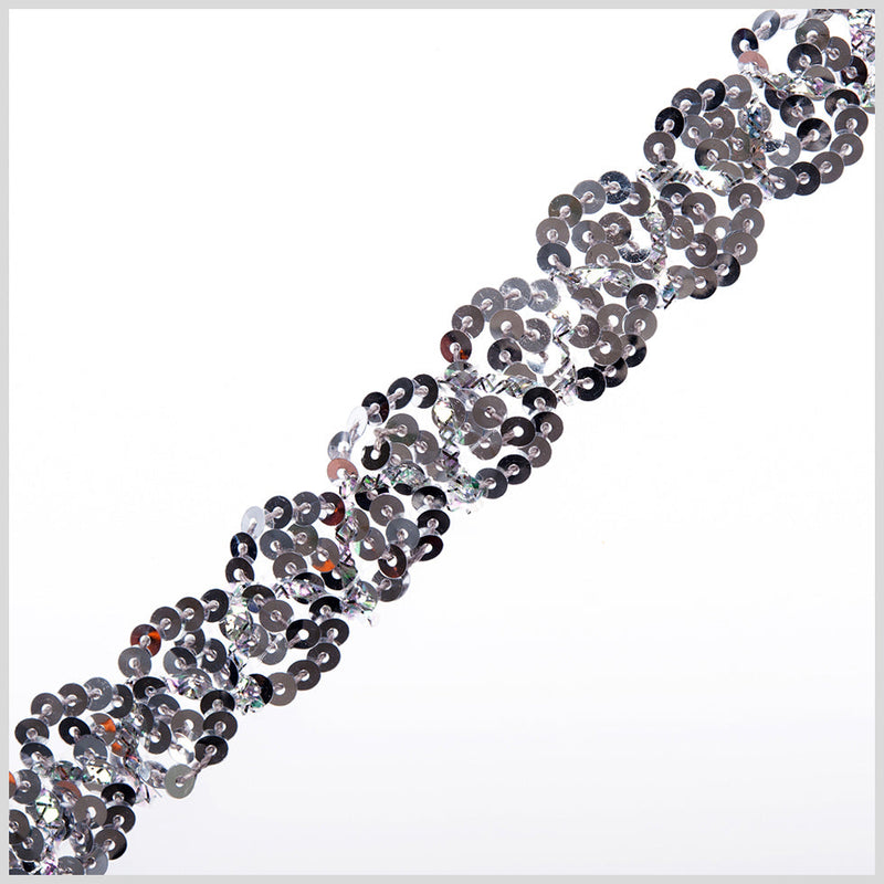 0.5" Silver Braided Sequin Trim