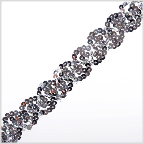 0.5" Silver Braided Sequin Trim