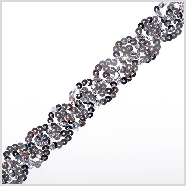 0.5" Silver Braided Sequin Trim