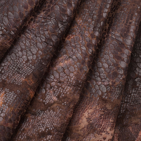 Brown Knitted Faux Fur with Reptillain Laminate