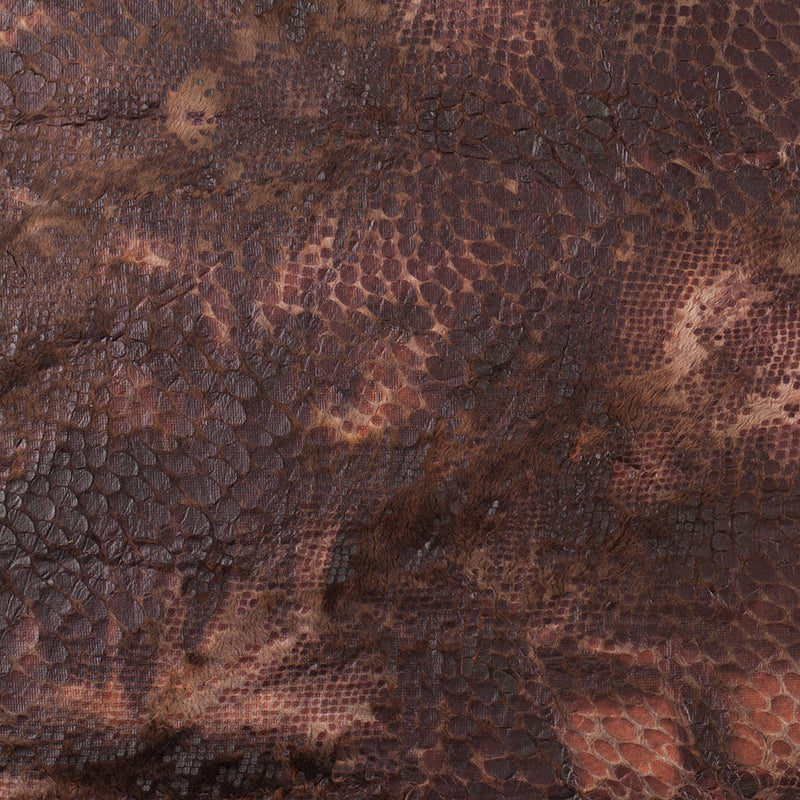 Brown Knitted Faux Fur with Reptillain Laminate