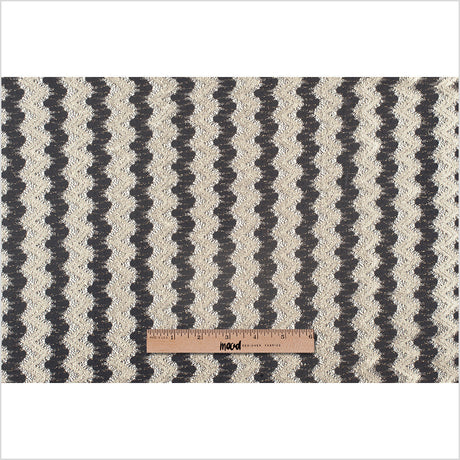 Metallic Black/Cream Zig-Zag Stretch Polyester Lacey Knit