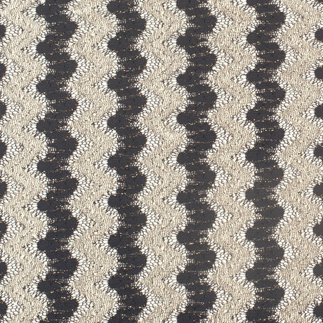 Metallic Black/Cream Zig-Zag Stretch Polyester Lacey Knit