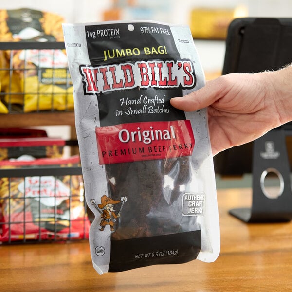 Wild Bill's 6.5 oz. Hickory-Smoked Beef Jerky - 24/Case