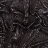 Black Crinkled Laminated Polyester Novelty Knit
