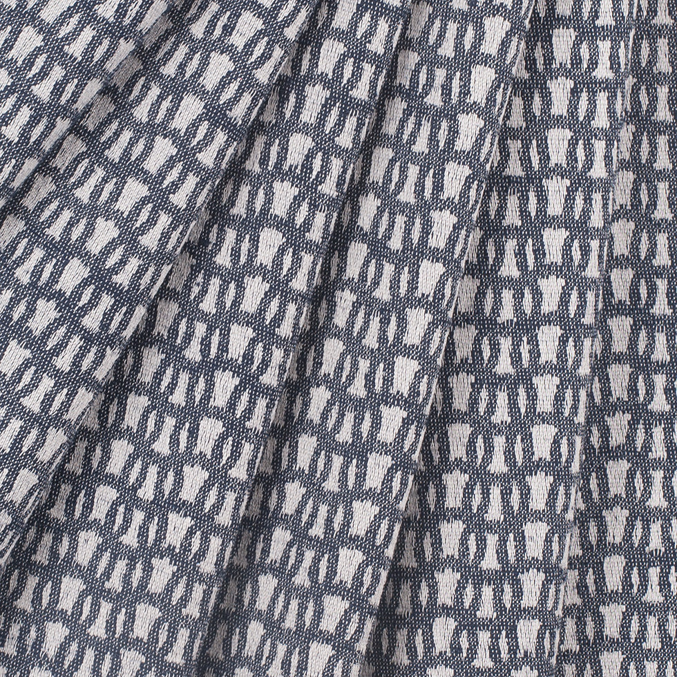 White/Navy Cotton Jacquard