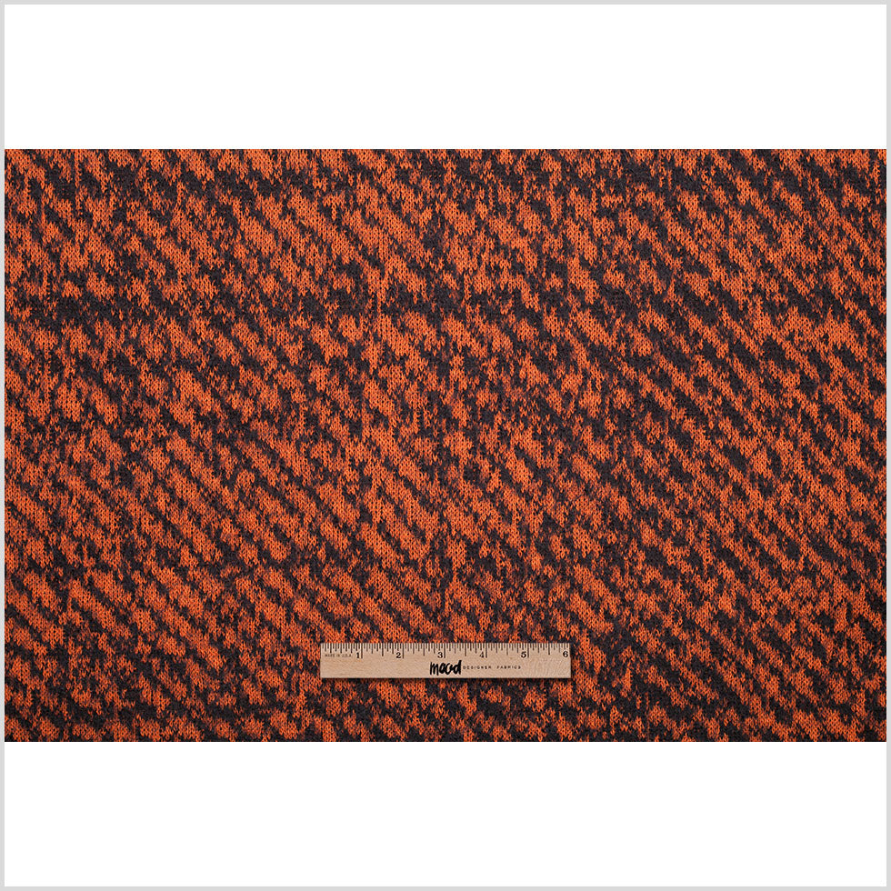 Black and Orange Abstract Blended Virgin Wool Knit